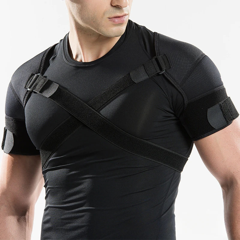 Adjustable Double Shoulder Brace – Cross Compression Support Strap for Posture & Pain Relief