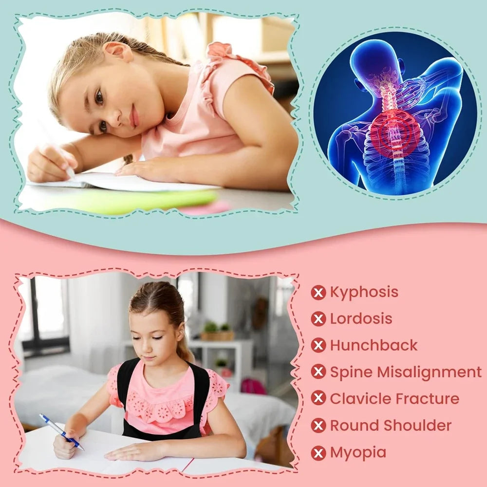 Kids Back Posture Corrector – Adjustable Clavicle Brace for Kyphosis & Slouching