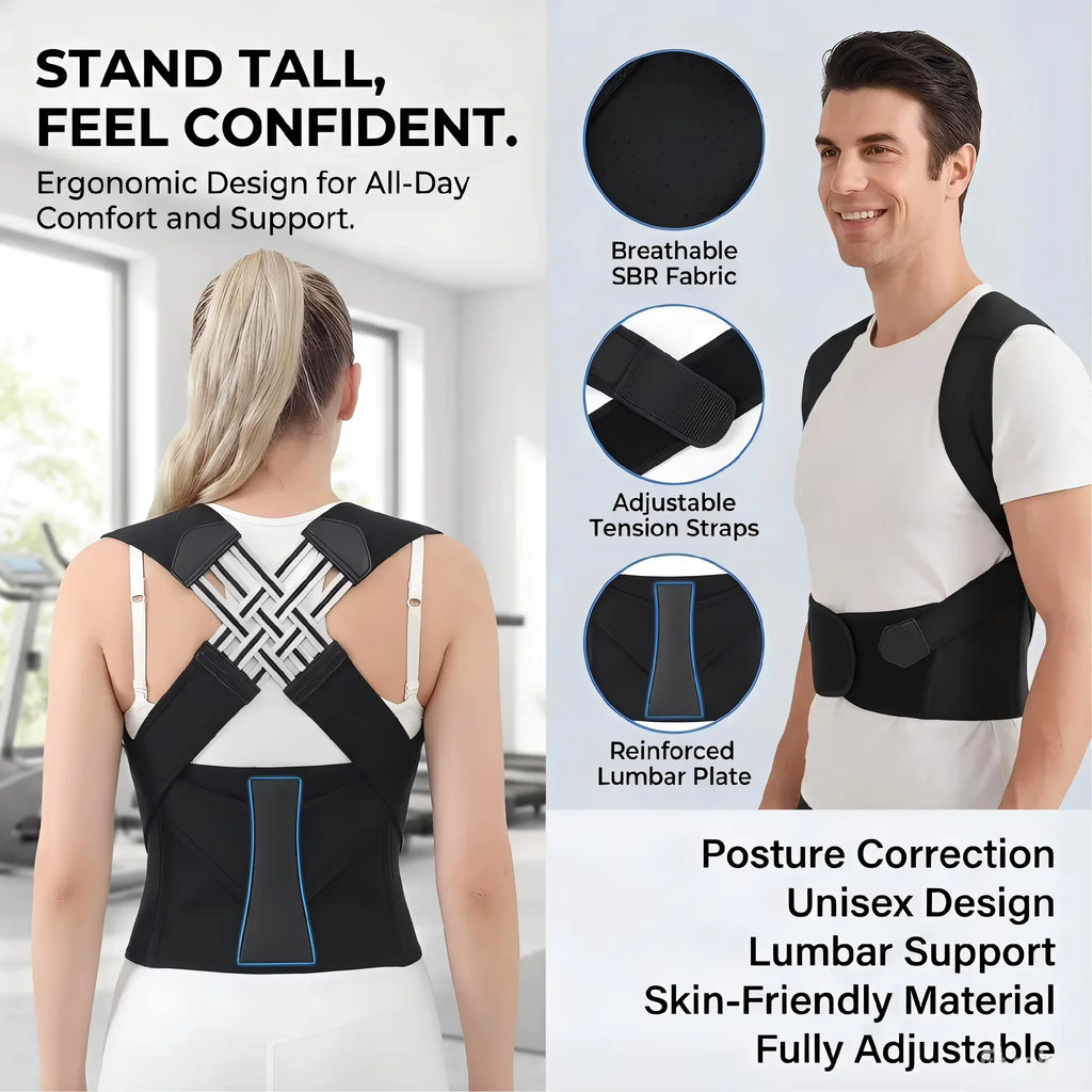 Back Brace Posture Corrector for Women Men Adjustable Lumbar Support Shoulder Posture Brace Improve Posture Back Pain Relief