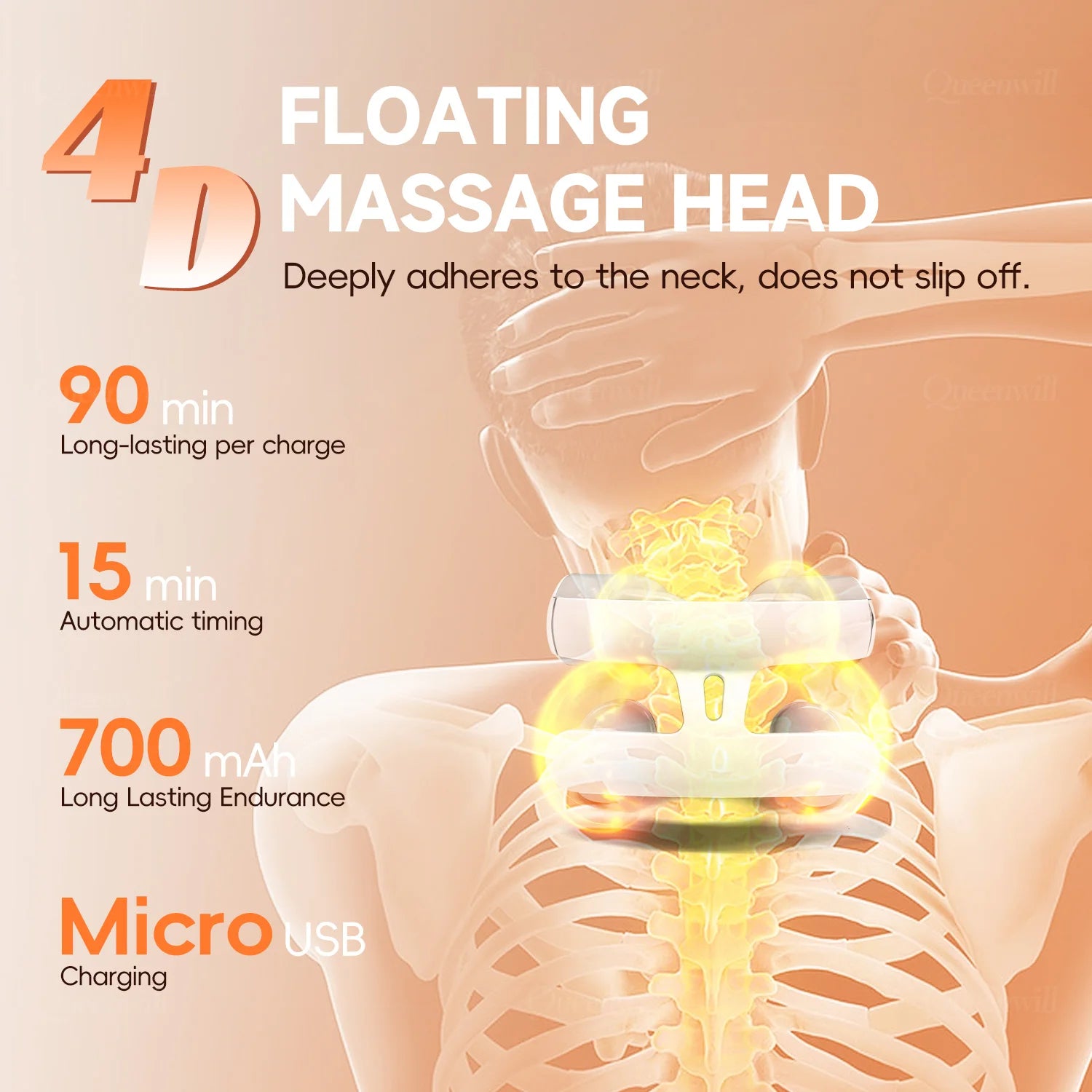 4D Smart Cervical Massager – Heating Deep Tissue Kneading for Neck & Shoulder Relief