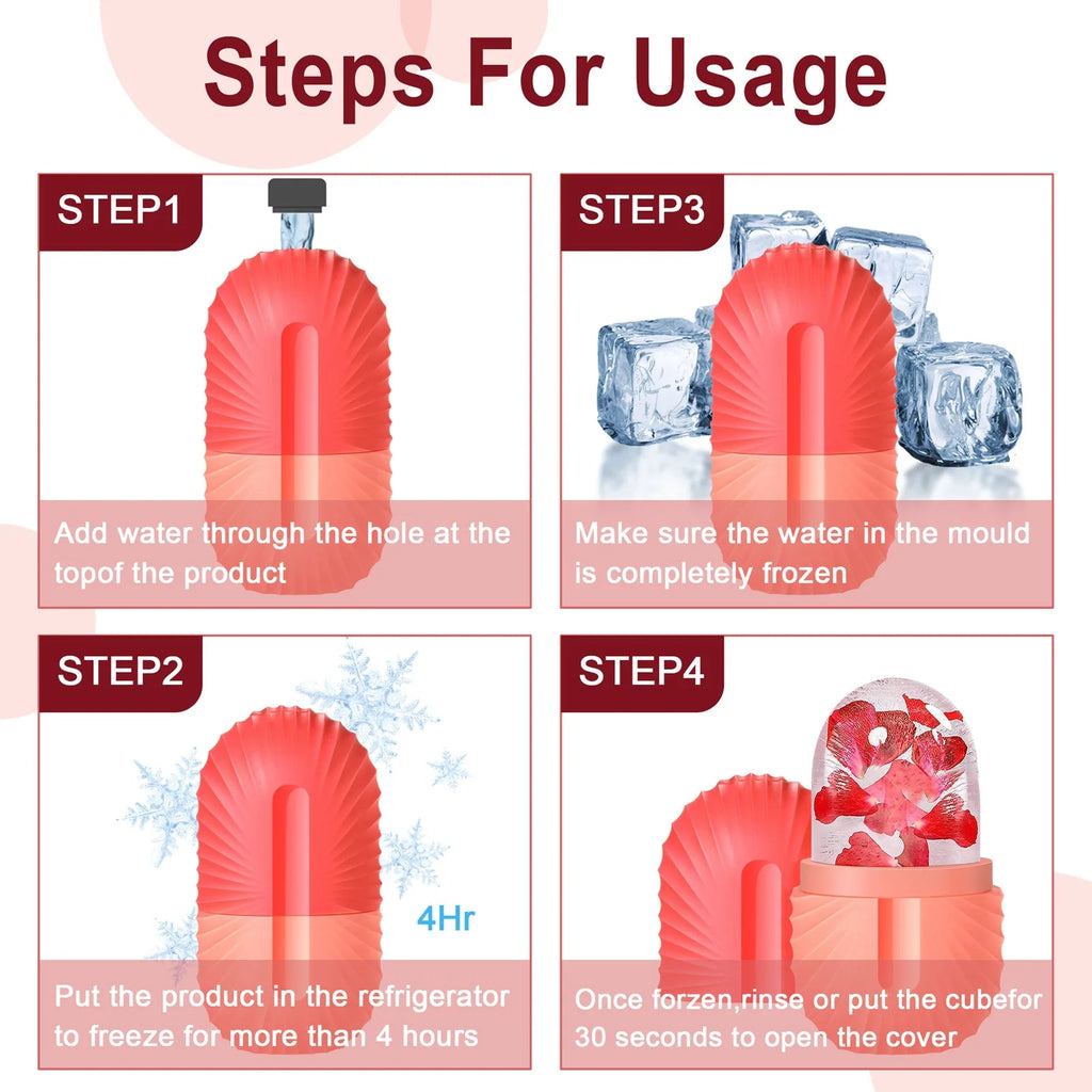 Silicone Ice Face Roller – Pore-Shrinking Cooling Massage Tool for Face & Neck