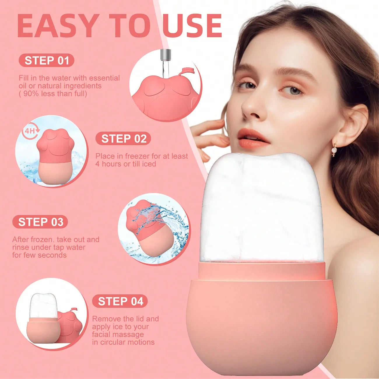 Silicone Ice Face Roller – Face, Eye & Neck Cooling Massage Tool