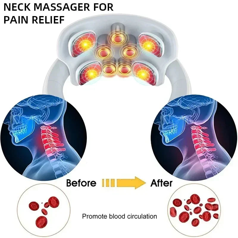 Smart Neck & Back Massager – Heating Cervical Vibrator for Muscle Pain Relief