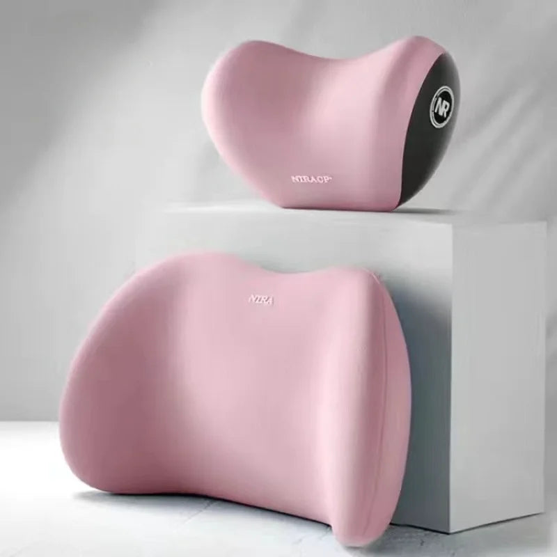 Ergonomic Memory Foam Car Seat Cushion & Headrest – All-Season Lumbar Support