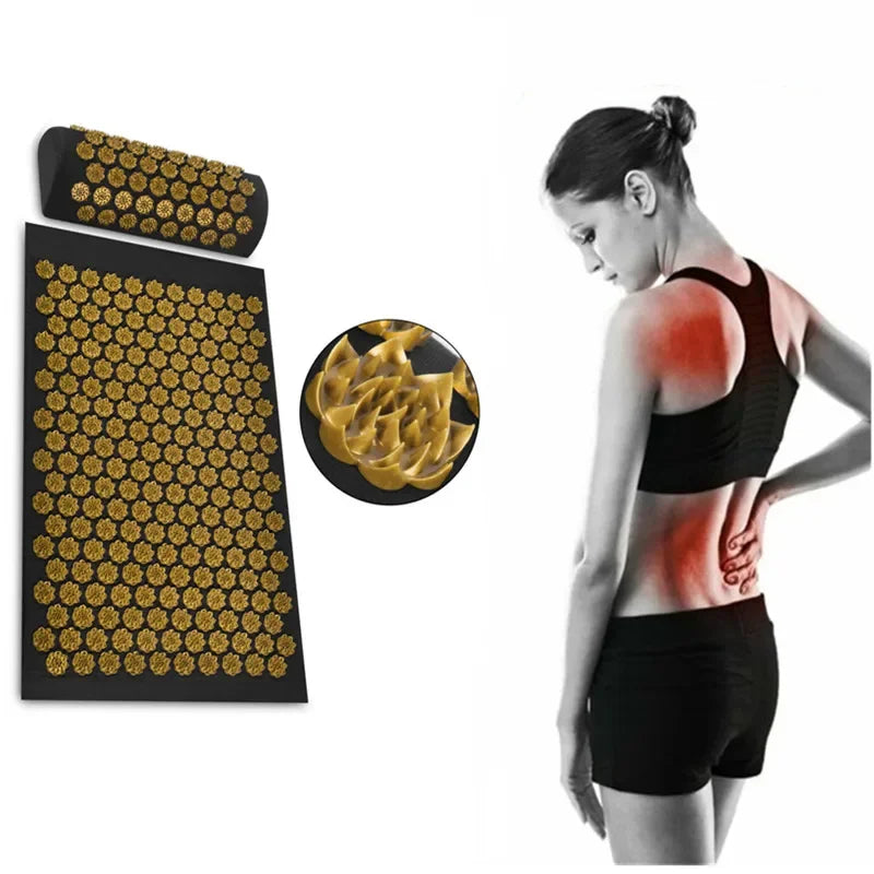 3-Piece Acupressure Mat & Pillow Set – Spike Mat for Back & Body Pain Relief