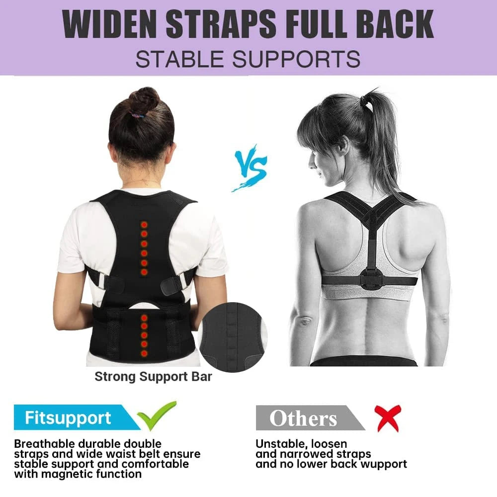 Adjustable Magnet Posture Corrector – Back Corset Belt & Shoulder Lumbar Support Brace
