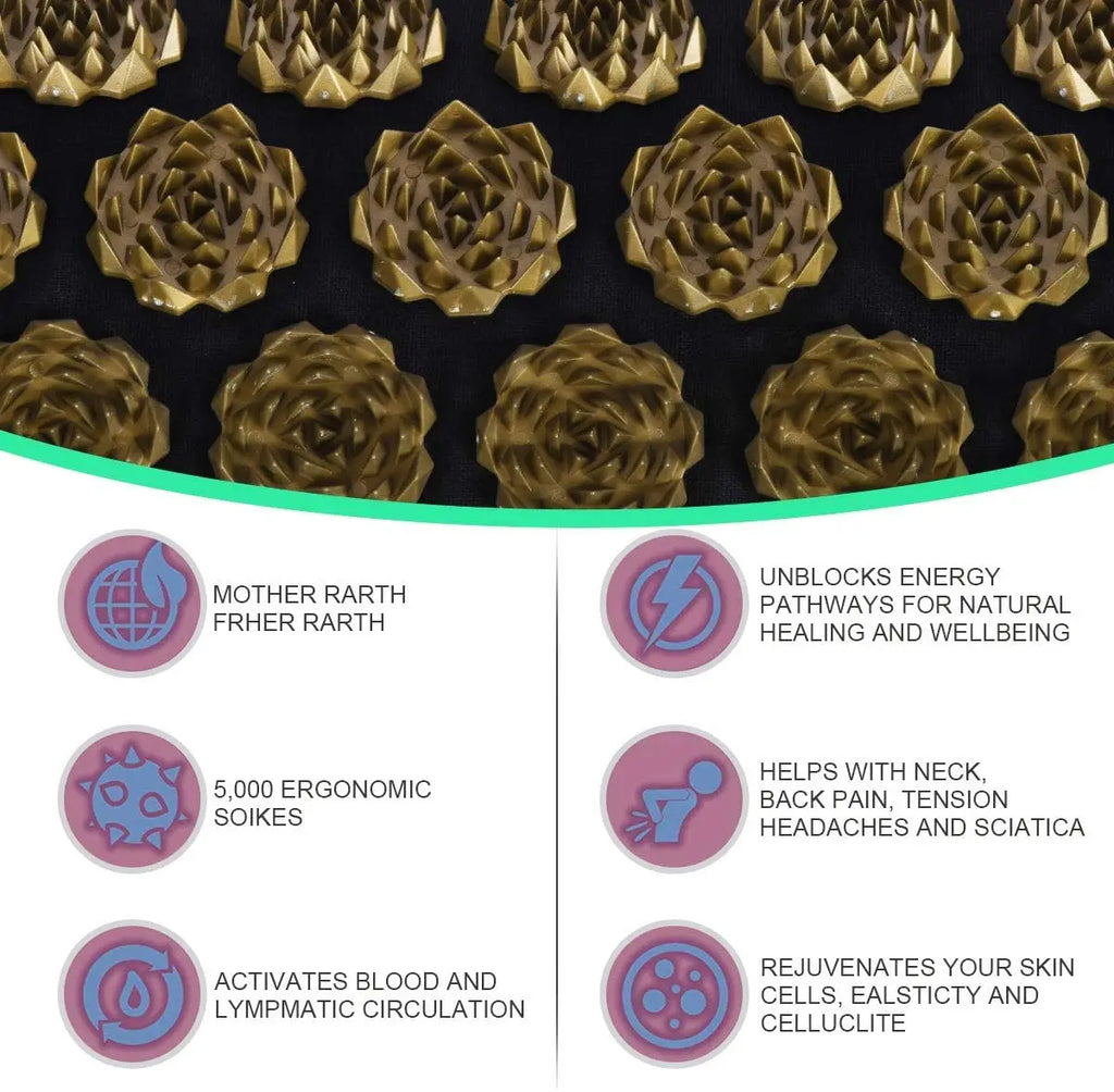Acupressure Yoga Mat – Kuznetsov Spike Mat with Pillow & Foot Massager