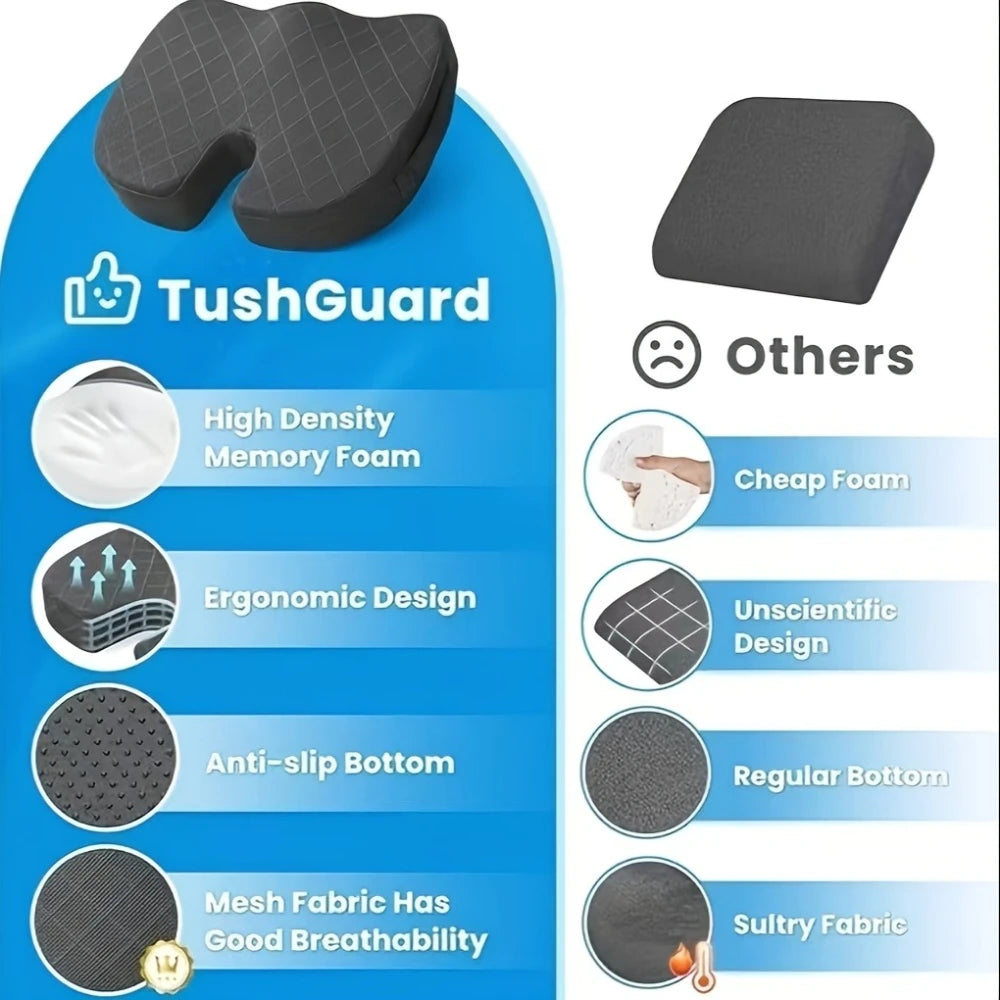 Memory Foam Ergonomic Seat Cushion – Orthopedic Hip Support for Office & Car