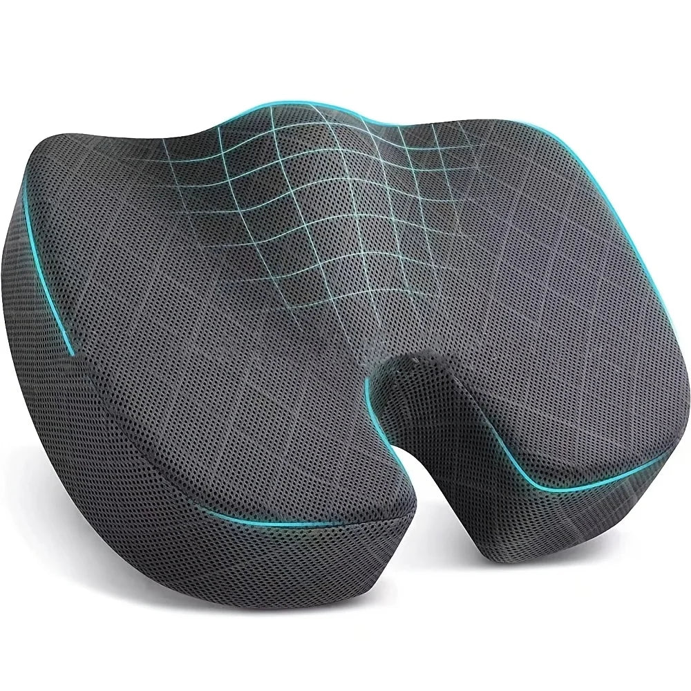 Memory Foam Ergonomic Seat Cushion – Orthopedic Hip Support for Office & Car