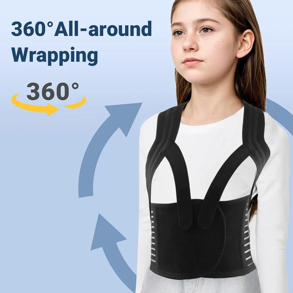 Kids Back Posture Corrector – Adjustable Clavicle Brace for Kyphosis & Slouching