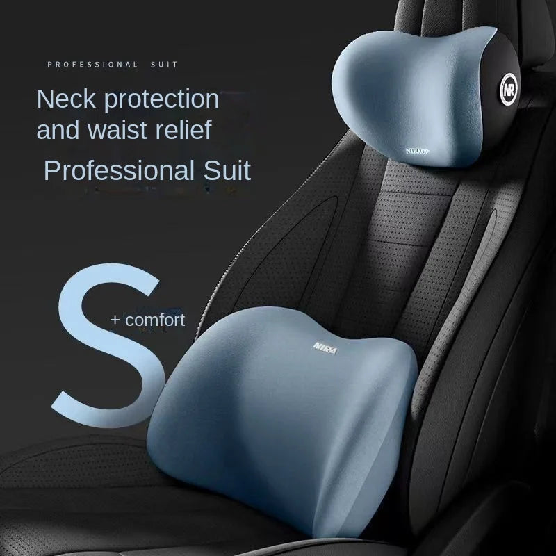 Ergonomic Memory Foam Car Seat Cushion & Headrest – All-Season Lumbar Support
