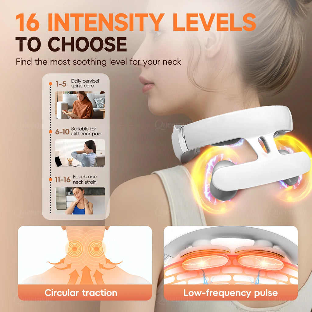 4D Smart Cervical Massager – Heating Deep Tissue Kneading for Neck & Shoulder Relief