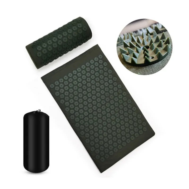 Acupressure Massage Mat & Pillow Set with Bag – Spike Mat for Back Pain & Stress Relief