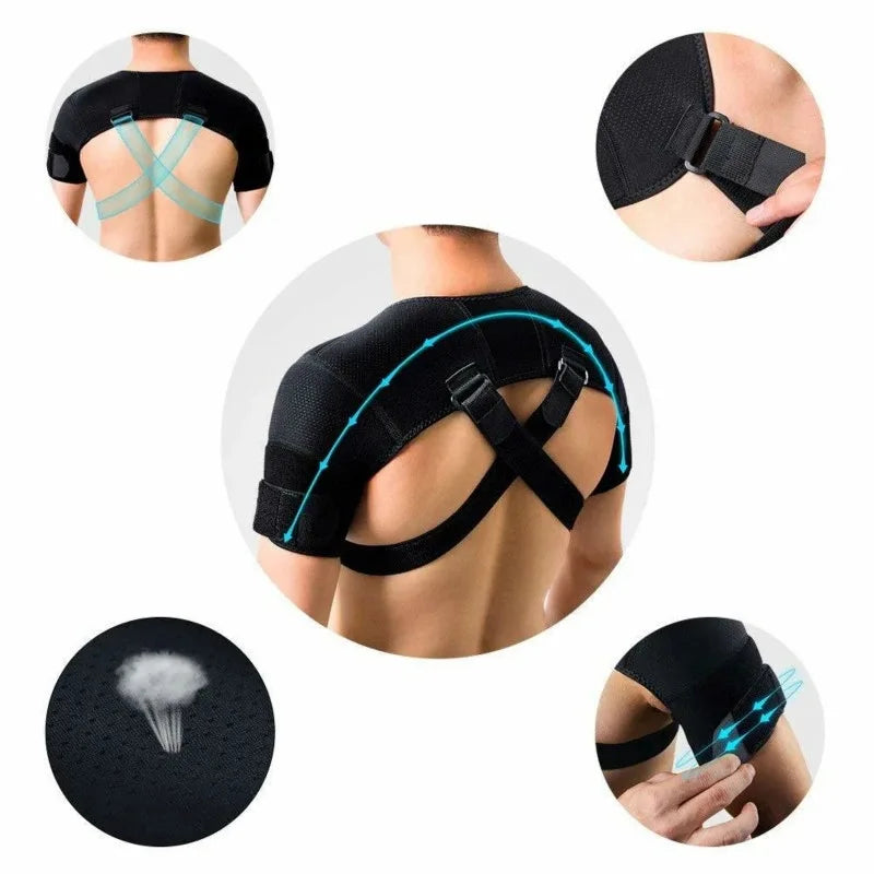 Adjustable Double Shoulder Brace – Cross Compression Support Strap for Posture & Pain Relief